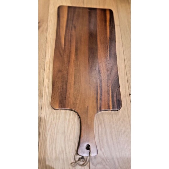 Elegant Acacia Paddle Serving Board Edge Grain Flat Bread Loaf Cutting Board NEW - Picture 7 of 16
